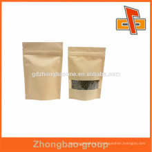 Laminated Material Material and Accept Custom Order stand up kraft paper bag with zipper and window for mung beans